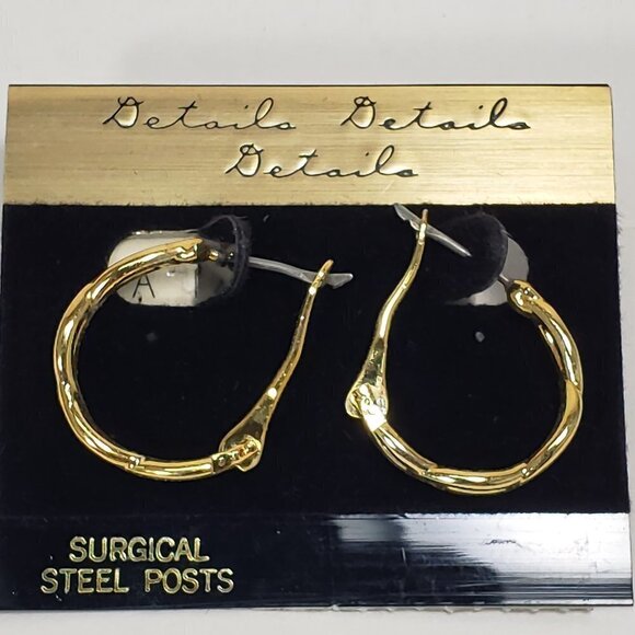 Women's Fashion Gold tone Twisted Hoop Design Latch Earrings - Stylish - Picture 1 of 7